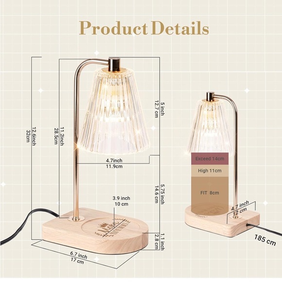 Elegant Gold and Wood candle Lamp - Picture 2 of 3